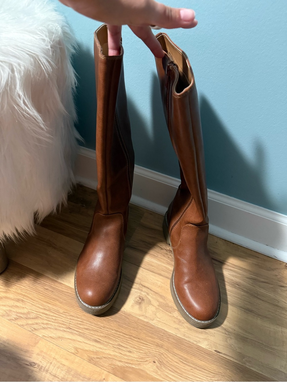 Universal Thread Tall Brown Leather Heeled Boots